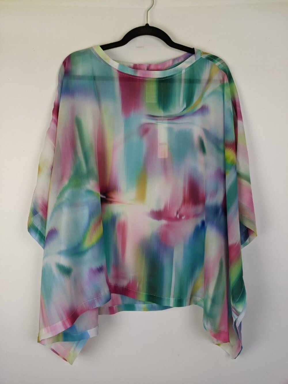 Chicos Chroma Sea Poncho Hint of Mint Rainbow Womens Size Small Medium NWT